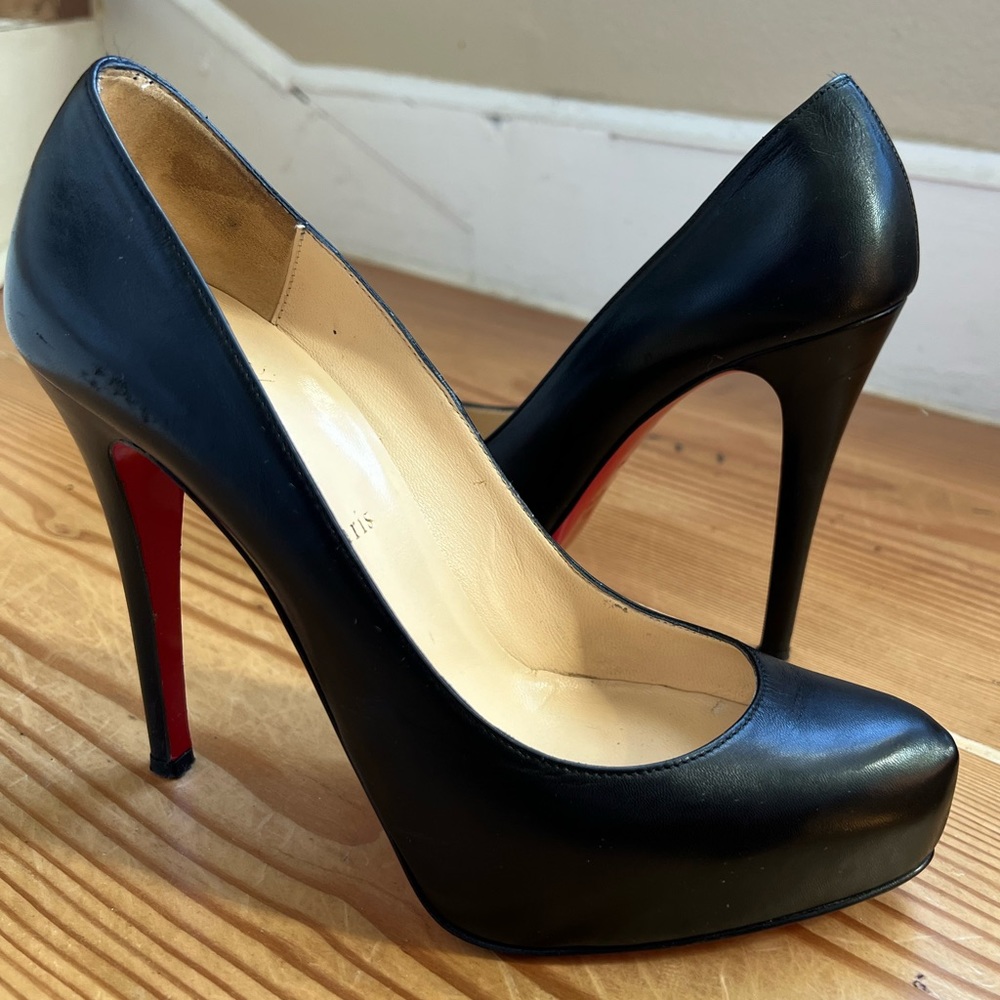 Christian Louboutin Rolando 120 Black Leather Heels